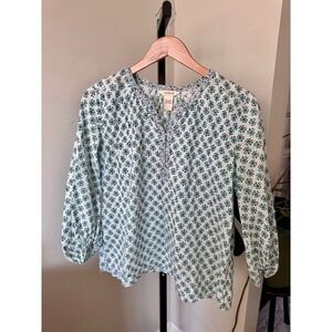 Sundance Blue Floral‎ Blouse Long Sleeve